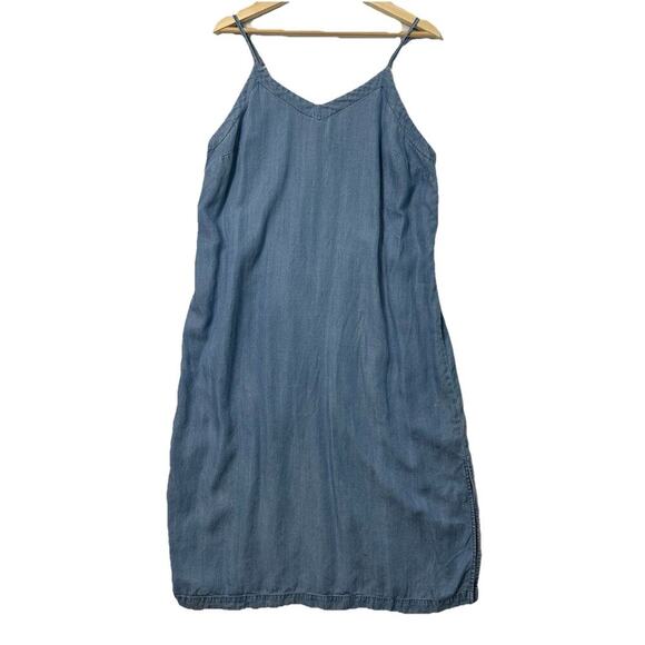Universal Thread Chambray Midi Maxi Dress Womens L Blue Belted Strappy Y2K - Picture 2 of 13